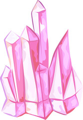 Pink crystal illustration on transparent background.
