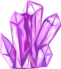 Purple crystal illustration on transparent background.
