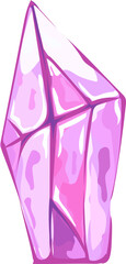 Purple crystal illustration on transparent background.
