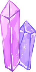 Purple crystal illustration on transparent background.
