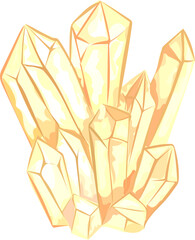 Fototapeta na wymiar Yellow crystal illustration on transparent background. 