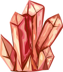 Red crystal illustration on transparent background.
