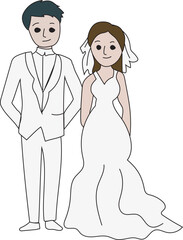 Wedding couple illustration, Transparent background.
