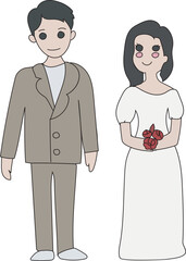 Wedding couple illustration, Transparent background.
