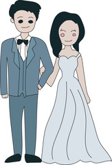 Wedding couple illustration, Transparent background.
