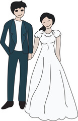 Wedding couple illustration, Transparent background.
