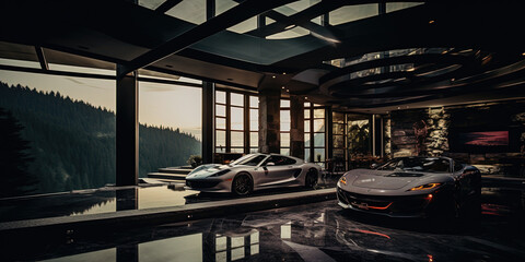 A Beautiful Looking Underground Garage Lined with Ultra Super Cars