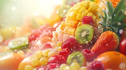 Fresh fruits assorted fruits colorful background - obrazy, fototapety, plakaty