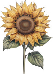 Sunflower icon, a close-up painting of a Sunflower.