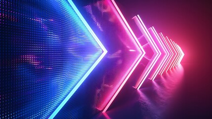 Glitch Prism Effect Abstract Futuristic Technology Fiber Optic Arrow Laser Neon LED Light Background