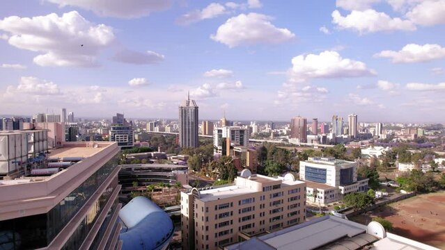 Aeridl drone reveal shot of Nairobi Kenya from Upperhill