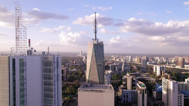 Aerial drone video upper hill Nairobi Kenya