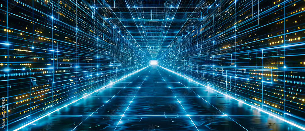 Poster high-tech digital network, futuristic connectivity, abstract science and technology background