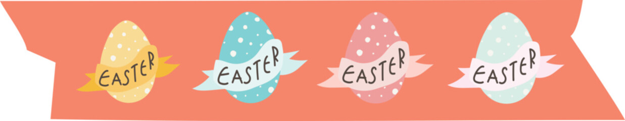 Cute bunny washi tape on transparent background.