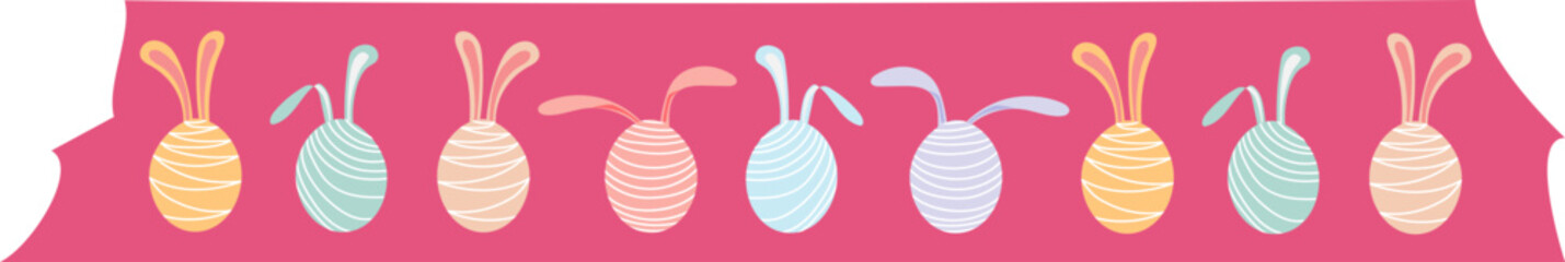 Cute bunny washi tape on transparent background.