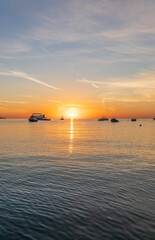 Fototapeta na wymiar Sunrise over the sea. Panoramic seascape.