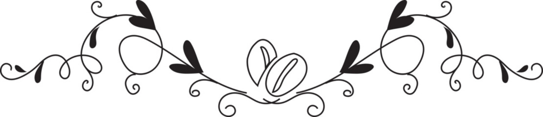 Hand drawn doodle divider line on transparent background.