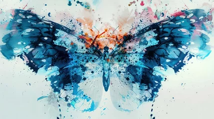 Papier Peint photo Autocollant Papillons en grunge abstract watercolor background with butterfly 
