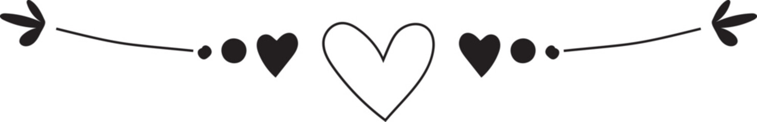 Hand drawn doodle divider line on transparent background.