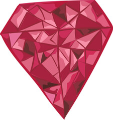 Pink diamond illustration on transparent background.
