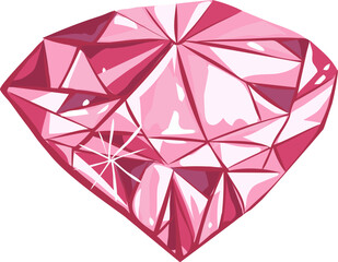 Pink diamond illustration on transparent background.
