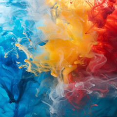 Abstract colorful ink in water, fluid color explosion, high resolution photography