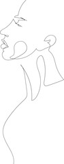Man line art drawing illustration on transparent background.