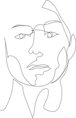 Man line art drawing illustration on transparent background.