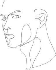 Man line art drawing illustration on transparent background.