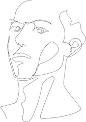 Man line art drawing illustration on transparent background.