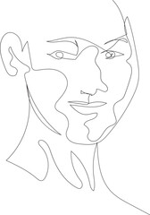 Man line art drawing illustration on transparent background.