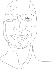 Man line art drawing illustration on transparent background.