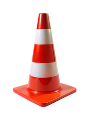 traffic cone red and white isolated on transparent background