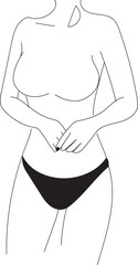 Hand drawn woman body illustration on transparent background.
