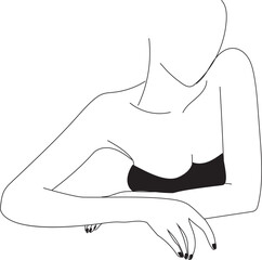 Hand drawn woman body illustration on transparent background.
