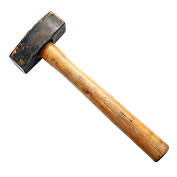Used sledge hammer isolated on transparent background