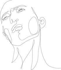 Face one line drawing illustration on transparent background.
