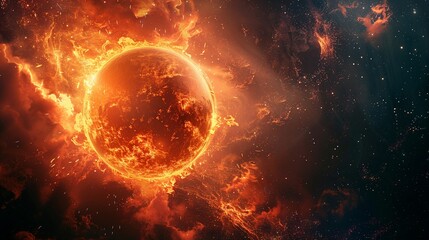 A fiery ball hurtling through the darkness of space  ,close-up,ultra HD,digital photography - obrazy, fototapety, plakaty