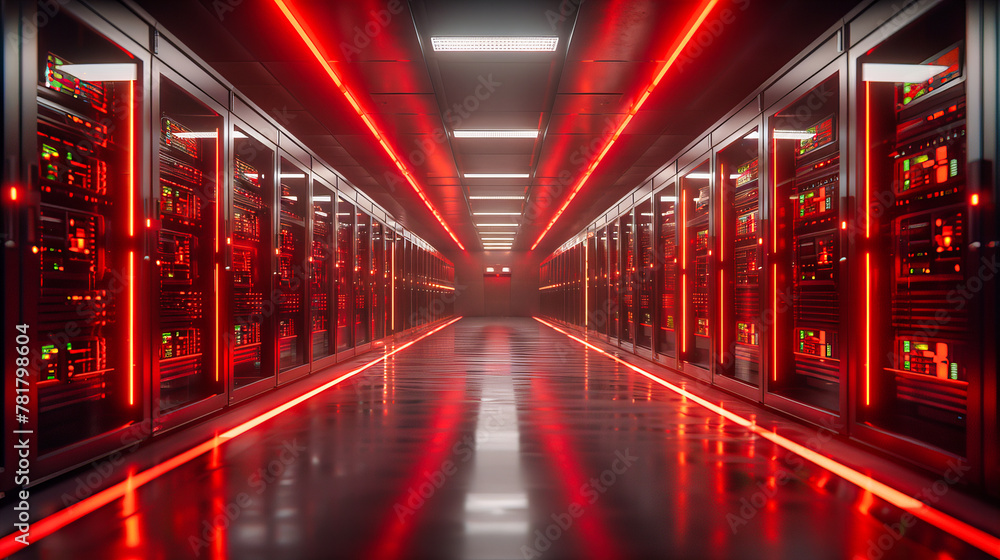 Poster inside the digital core, networking and computing power, future of technology infrastructure