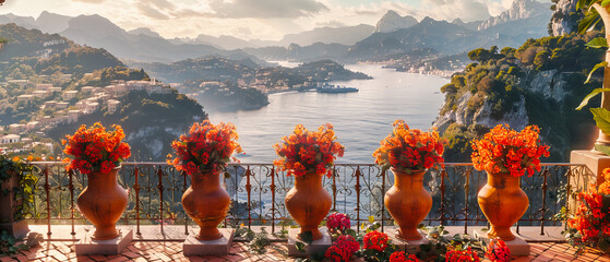Italian Lakeside Elegance, Scenic Summer Vista, Architecture Amidst Nature, Tourist Paradise