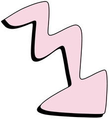 Pink arrow with black shadow