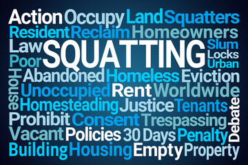 Squatting Word Cloud on Blue Background - 781803282