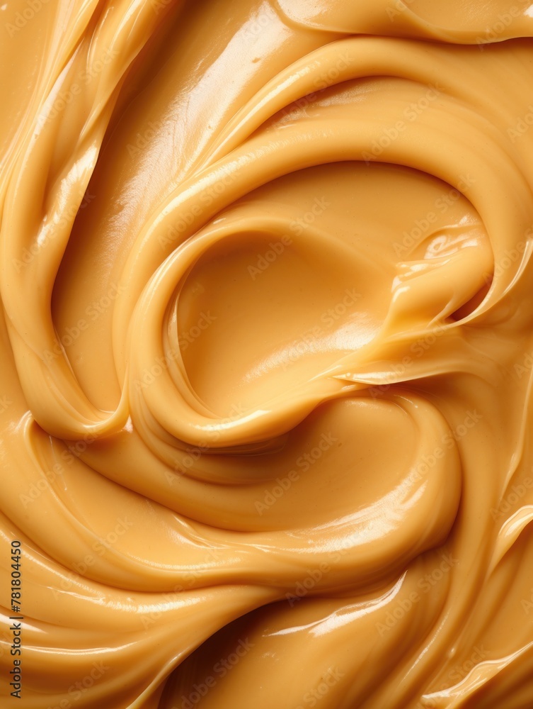 Poster a close up of a creamy yellow substance with a swirl pattern. the texture is smooth and the color is