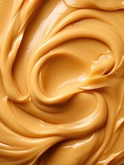 A close up of a creamy yellow substance with a swirl pattern. The texture is smooth and the color is rich