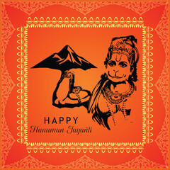 Happy Hanuman Jayanti festival Silhouette vector illustration.