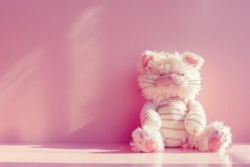 Teddy Bear Toy on Pink Background Generative Ai