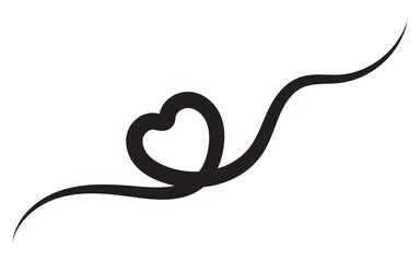 Squiggle and swirl line with a heart. Hand drawn calligraphic swirl. Swirly line doodle. 11:11