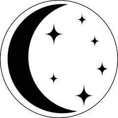 moon sparkle lunar cosmos outline vector