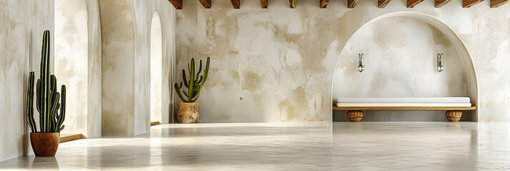 Minimalistic Room with Concrete Wall, Modern Interior Design Concept, Stylish Home Decor, Empty Space
