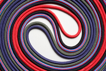 Colorful rope twisted on a white background - 781812611